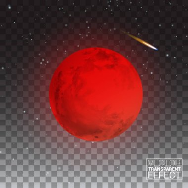 Tam Red Moon gerçekçi şeffaf arka plan üzerinde izole detaylı. Vektör çizim