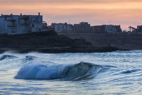 Wave Evening Fisher Village Morocco — Stock Photo, Image