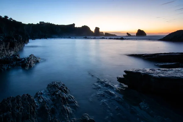 Vista Nocturna Costa Rocosa Norte España — Foto de Stock