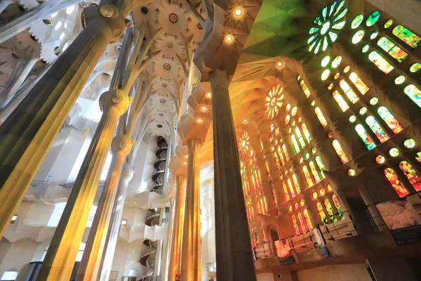 Interno Della Chiesa Della Sagrada Familia Barcellona Prima Pietra Chiesa — Foto Stock