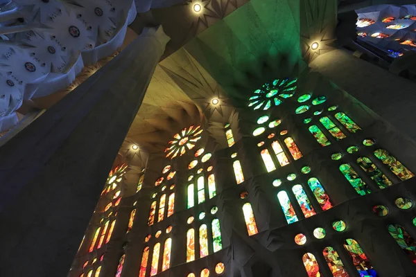 Interno Della Cattedrale Della Sagrada Familia Barcellona — Foto Stock