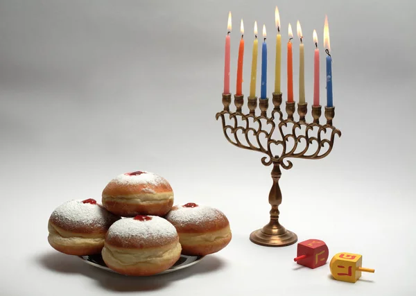 Hanukkah Menora Dreidel — Fotografia de Stock