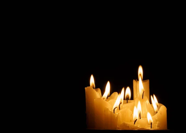 Candele Fiamma Candele Accese Buio — Foto Stock