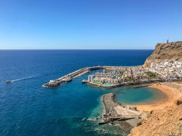 View Air Coast Bay City Mogan Canary Islands Bay Harbor — Stock Photo, Image