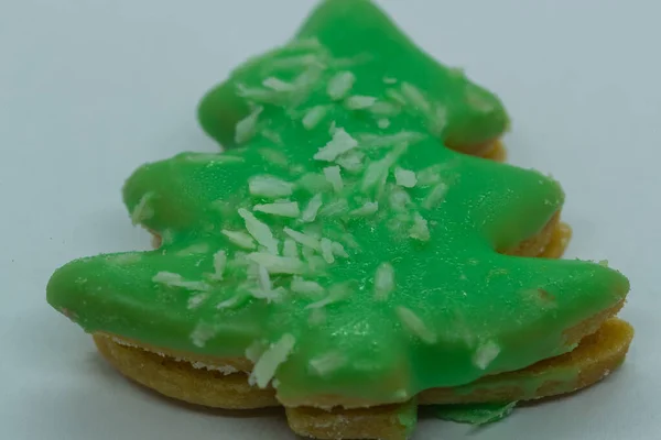 Gros Plan Macro Zoom Vue Des Biscuits Noël Sous Forme — Photo