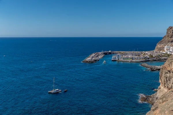 View Air Coast Bay City Mogan Canary Islands Bay Harbor — Stock Photo, Image