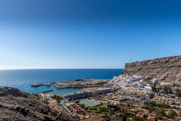 Uitzicht Vanuit Lucht Aan Kust Baai Stad Mogan Canarische Eilanden — Stockfoto