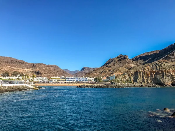 Uitzicht Vanuit Lucht Aan Kust Baai Stad Mogan Canarische Eilanden — Stockfoto