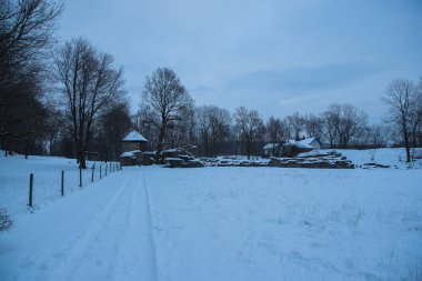 Noel 'den önceki kış boyunca Oslo Norveç' in etrafındaki adalar, eski yerleşim yerleri ve yerli halkın anıtı.