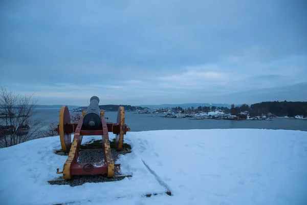 Ostrovy Okolí Osla Norsko Zimě Před Vánocemi Jsou Starší Památkou — Stock fotografie