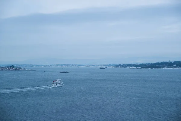 Les Îles Autour Oslo Norvège Pendant Hiver Surplombant Mer Fjord — Photo