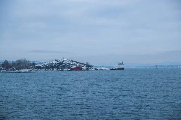 Klippor Öarna Runt Oslo Norge Över Vintern Med Utsikt Över — Stockfoto