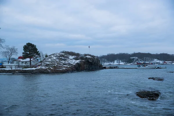 Klippen Auf Den Inseln Rund Oslo Norwegen Winter Mit Blick — Stockfoto