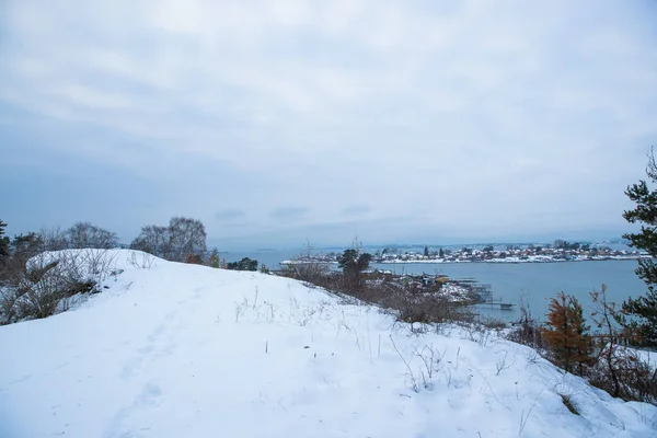 Oslo Noruega Costa Durante Invierno Con Gran Número Barcos Atracados — Foto de Stock