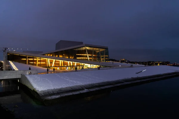 Med Utsikt Över Oslo Centrum Norge Vintern Allt Täckt Med — Stockfoto