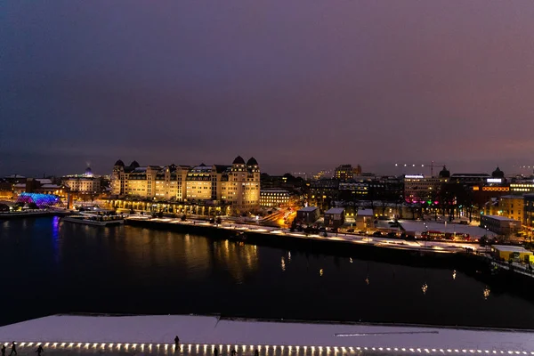 Surplombant Centre Ville Oslo Norvège Pendant Hiver Tout Couvert Neige — Photo