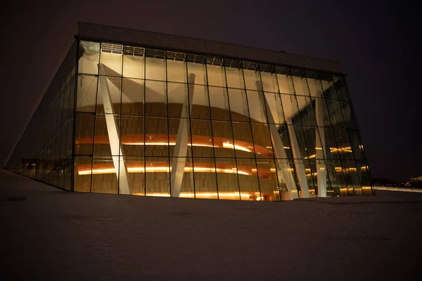 Budova Divadla Oslo Oslu Zimě Pokryta Sněhem — Stock fotografie