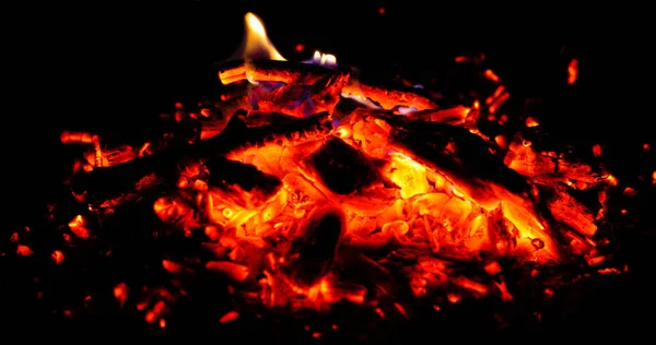 Brûlures Charbon Qui Brillent Nouveau Avec Vent Commencer Brûler Dans — Photo