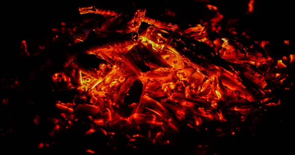 Fuochi Ardenti Carbone Che Brillano Nuovo Con Vento Iniziano Bruciare — Foto Stock