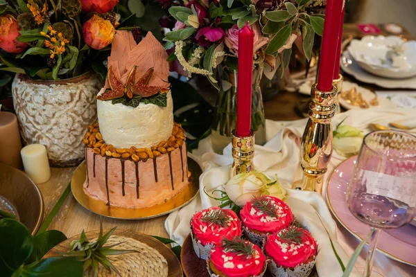 Décoration Mariage Sur Table Pendant Événement Avant Mariage Les Fleurs — Photo