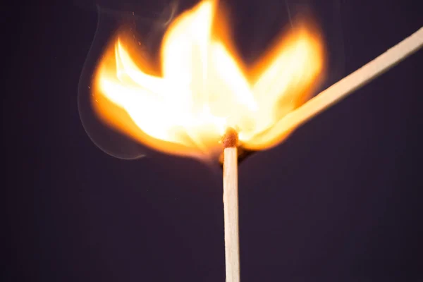Close up Macro shot of a ignition match on a second match captured in super slow motion — Stock Image Close Macro Shot Ignition Match Second Match Captured Super Slow Royalty Free Stock Images