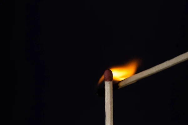 Close up Macro shot of a ignition match on a second match captured in super slow motion — Stock Image Close Macro Shot Ignition Match Second Match Captured Super Slow Royalty Free Stock Images