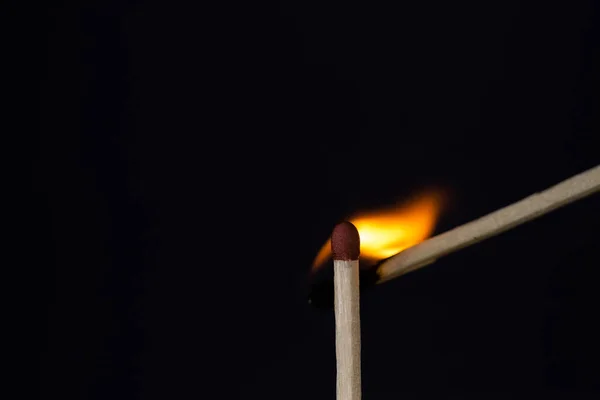 Close up Macro shot of a ignition match on a second match captured in super slow motion — Stock Image Close Macro Shot Ignition Match Second Match Captured Super Slow Royalty Free Stock Images