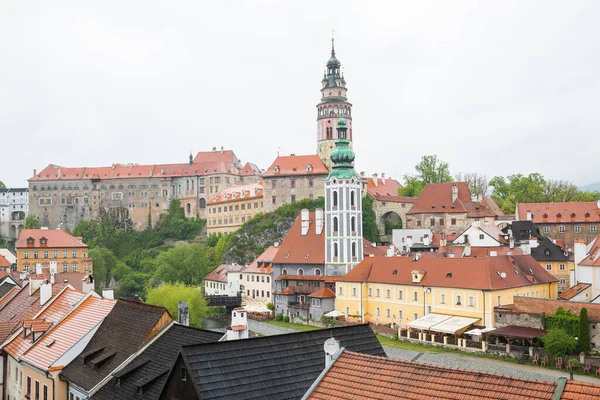 Panoramisch Uitzicht Historische Stad Cesky Krumlov Met Beroemde Cesky Krumlov — Stockfoto