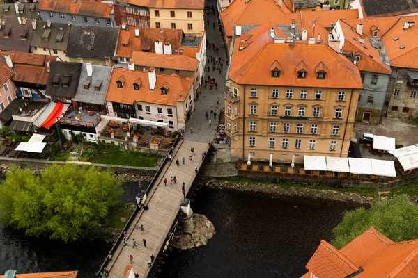 Panoramatický Výhled Krajinu Výše Antény Historického Města Český Krumlov Známým — Stock fotografie