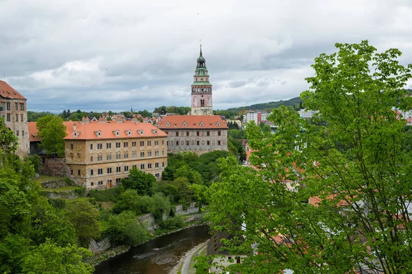Landschaft Der Historischen Stadt Cesky Krumlov Mit Der Berühmten Burg — Stockfoto