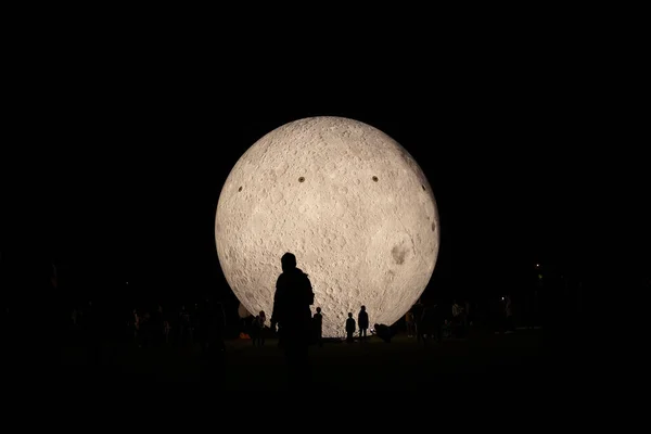 Event City Observatory Brno Kravi Horafull Moon People Shadows Moving — Stock Photo, Image
