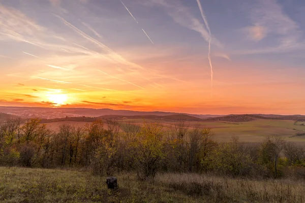 Sunset Overlooking Nature Landscape Brno Hill Sunset Couple Moments Sunset — Stock Photo, Image