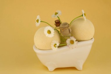 Papatya özlü banyo bombaları. Organik doğal vücut kozmetikleri.