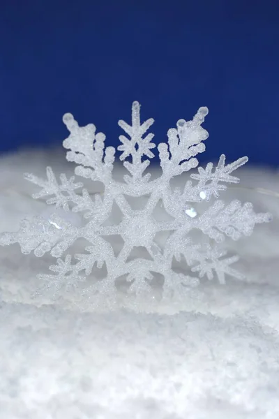 Floco Neve Floco Neve Decorativo Branco Neve Artificial Com Uma — Fotografia de Stock