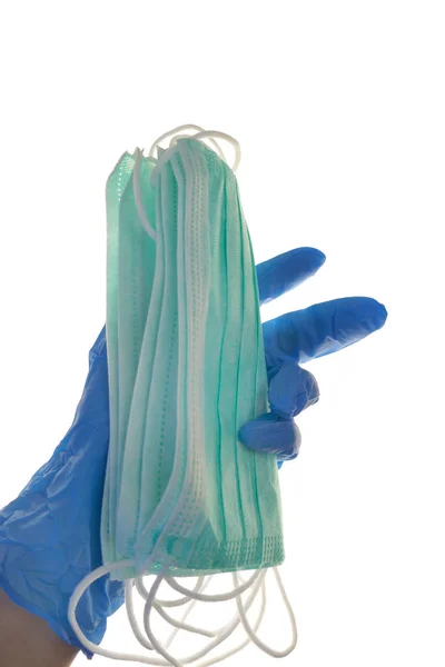 Μάσκα Γάντια Απομονωμένα Λευκά Coronavirus Covid Λοίμωξη Antivirus — Φωτογραφία Αρχείου