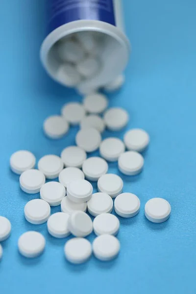 Tablettenverpackung Pillen Auf Blauem Hintergrund Gesundheit Und Medizin — Stockfoto