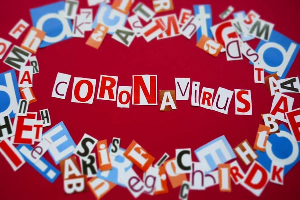 Coronavirus Wörter Aus Ausgeschnittenen Buchstaben — Stockfoto