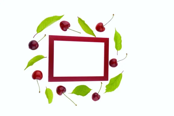 Sweet Cherry Frame Summer Berries — Stock Photo, Image