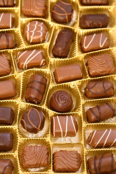 Chocolate Candy Set Box Chocolates Isolated White Background — Stock Photo, Image