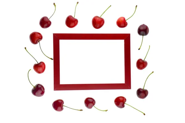 Sweet Cherry Frame Summer Berries — Stock Photo, Image