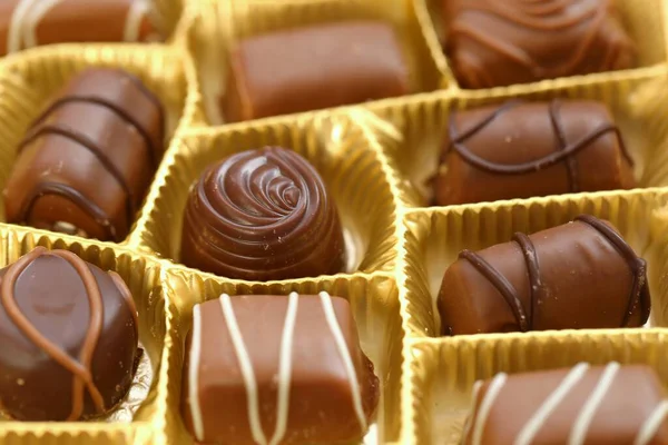 Schokoladenbonbon Set Vorhanden Schachtel Pralinen Isoliert Auf Weißem Hintergrund — Stockfoto