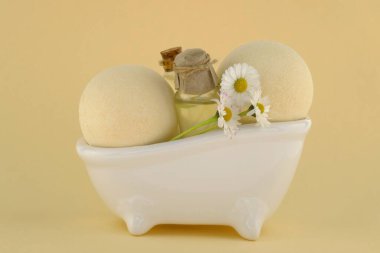 Papatya özlü banyo bombaları. Organik doğal vücut kozmetikleri.