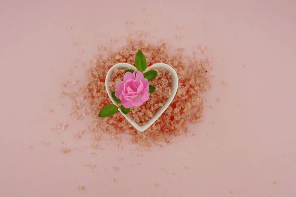 Sal Banho Com Extrato Rosa Cosméticos Corporais Com Extrato Rosa — Fotografia de Stock