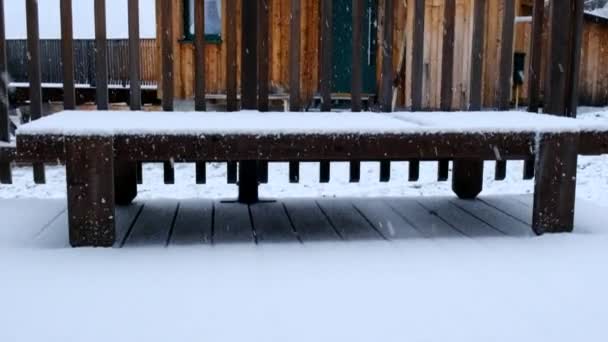 Snötäckt Terrass Utsikt — Stockvideo