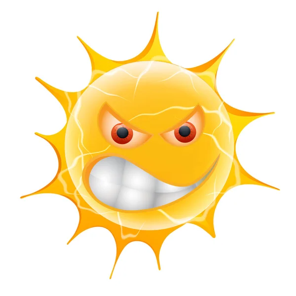 Evil Summer Sun Emoticon Emoji Sol Enojado Aislado Sobre Fondo —  Fotos de Stock