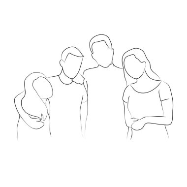 Doğrusal çizim. Sanat eserlerini çok severim. Beyaz arkaplanda izole.