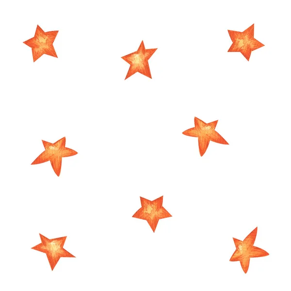 Ilustración de estrellas de acuarela aislada sobre fondo blanco. Estrella de Navidad pintada a mano. — Foto de Stock