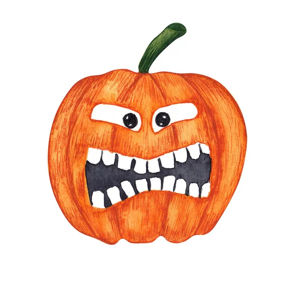 Abóbora de aquarela de Halloween. Ilustração assustadora — Fotografia de Stock