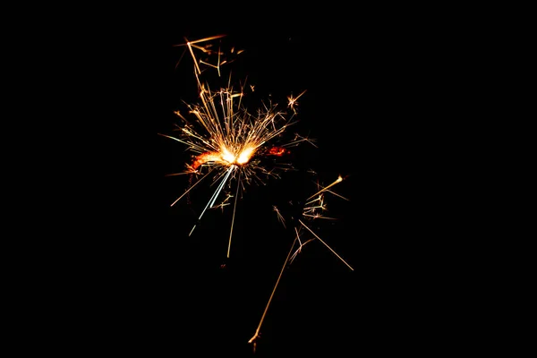 Fire Sparklers Black Background Image — Stock Photo, Image