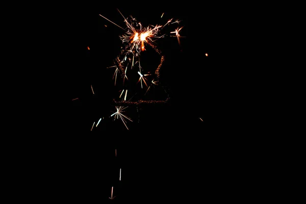 Fire Sparklers Black Background Image — Stock Photo, Image